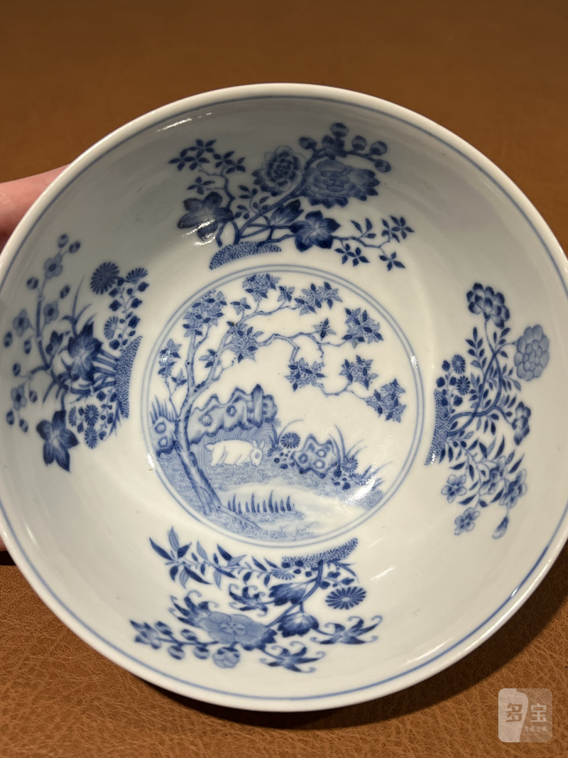 清道光 粉地洋彩轧道开光丹桂飘香纹节令膳碗 - 图15